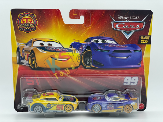 Disney Pixar Cars 1:55 by Mattel 2-Pack RACE RESCUE CRUZ RAMIREZ AND RACE RESCUE DANNY SWERVEZ - RACE AND RESCUE SERIES - 2025 NEW RELEASE - BNIP