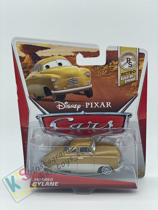 DISNEY PIXAR CARS 1:55 BY MATTEL, MILDRED BYLANE - RETRO RADIATOR SPRINGS SERIES - BNIP