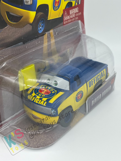 DISNEY PIXAR CARS BY MATTEL, DEXTER HOOVER WITH YELLOW FLAG - THE WORLD OF CARS SERIES  - BNIP