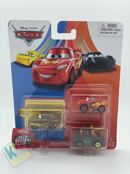 MINI RACERS DISNEY PIXAR CARS 3-PACK GOLDEN RAMONE, LIGHTNING MCQUEEN CARS 3 AND MATER - BNIP