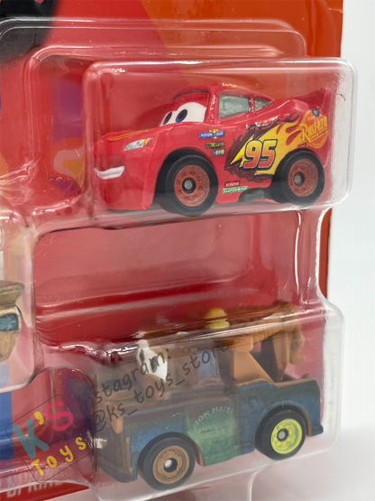 MINI RACERS DISNEY PIXAR CARS 3-PACK GOLDEN RAMONE, LIGHTNING MCQUEEN CARS 3 AND MATER - BNIP