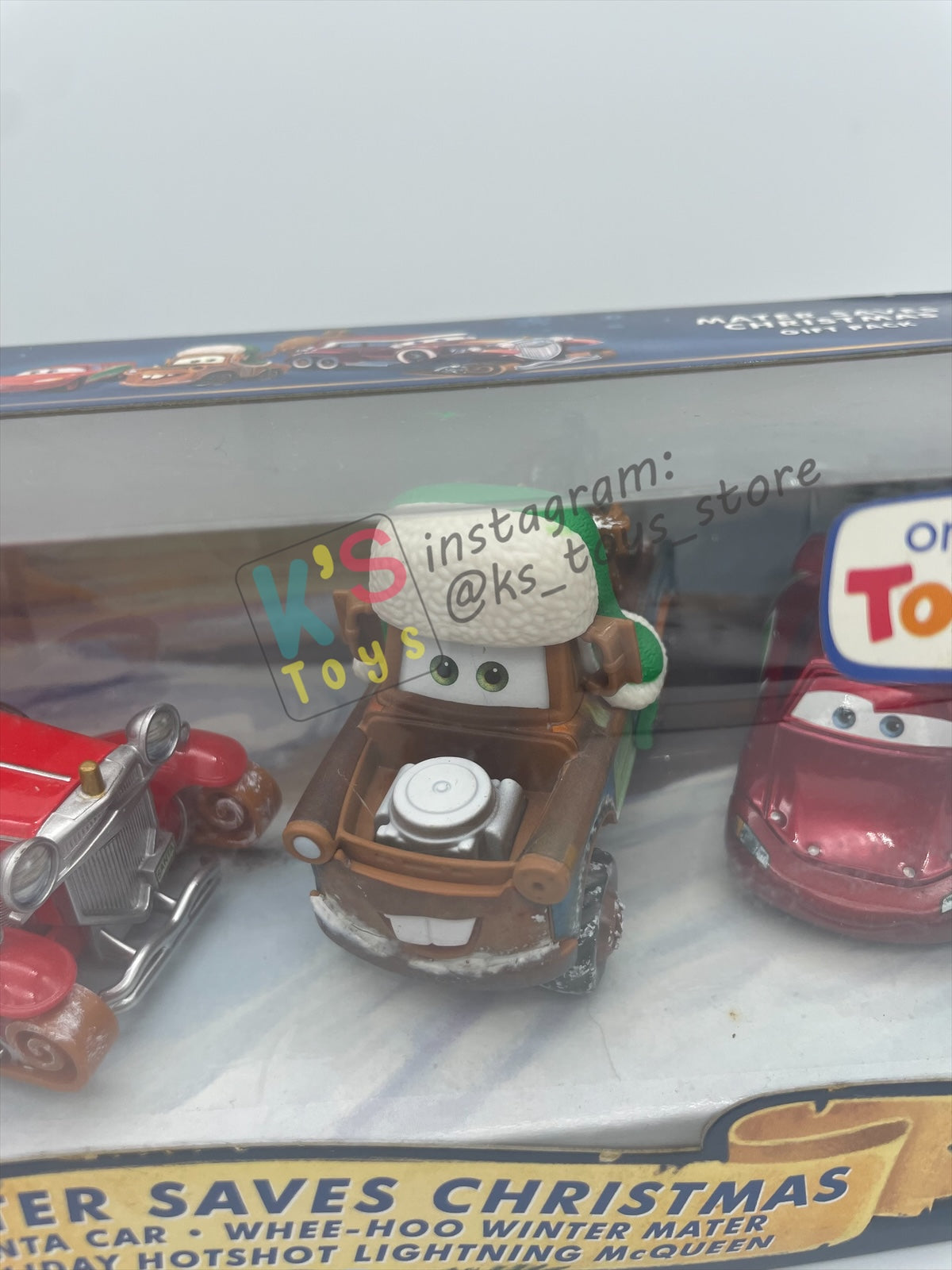 GIFT SET Disney Pixar Cars by MATTEL, EXCLUSIVE 3 PACK MATER SAVES CHRISTMAS ONLY AT TOYRUS - SANTA CAR, WHEE-HOO WINTER MATER, AND HOLIDAY HOTSHOT LIGHTNING MCQUEEN - BNIP