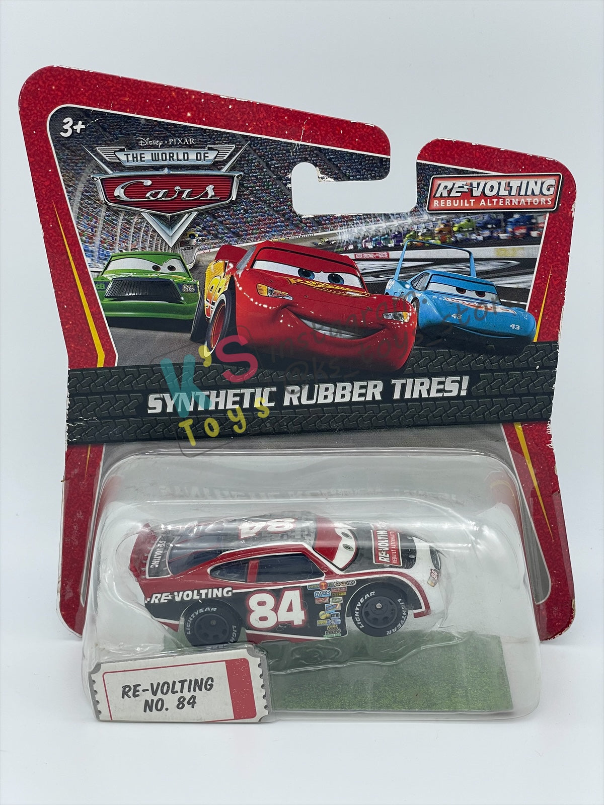DISNEY PIXAR CARS 1:55 BY MATTEL, "RE-VOLTING NO. 84" SYNTHETIC RUBBER TIRES SERIES - BNIP