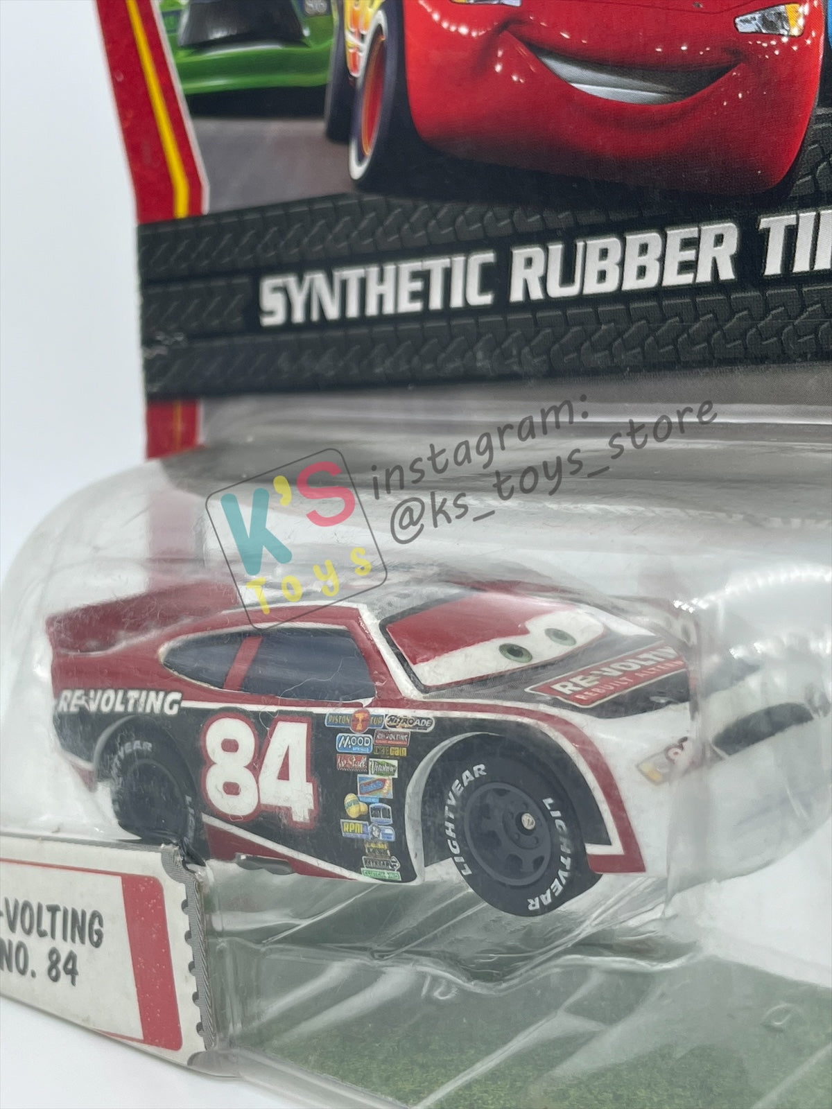 DISNEY PIXAR CARS 1:55 BY MATTEL, "RE-VOLTING NO. 84" SYNTHETIC RUBBER TIRES SERIES - BNIP