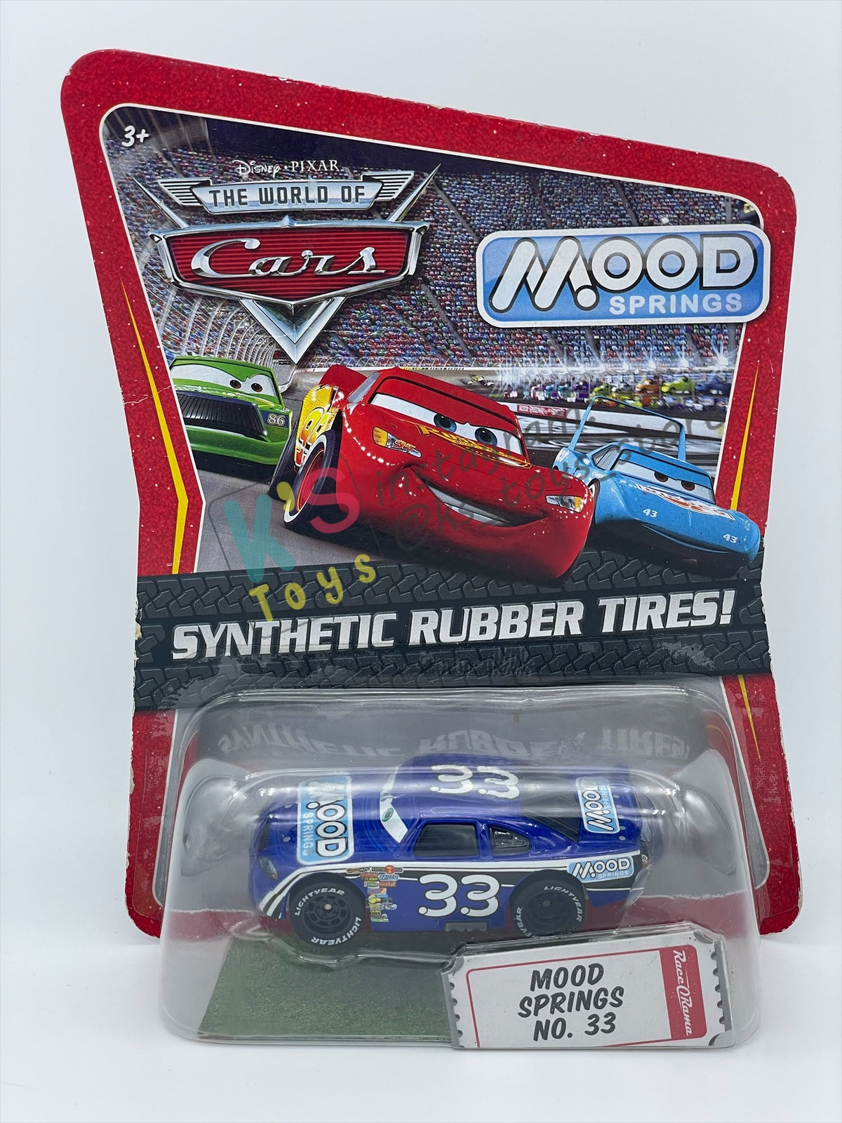 DISNEY PIXAR CARS 1:55 BY MATTEL, "MOOD SPRINGS NO. 33" SYNTHETIC RUBBER TIRES SERIES - BNIP
