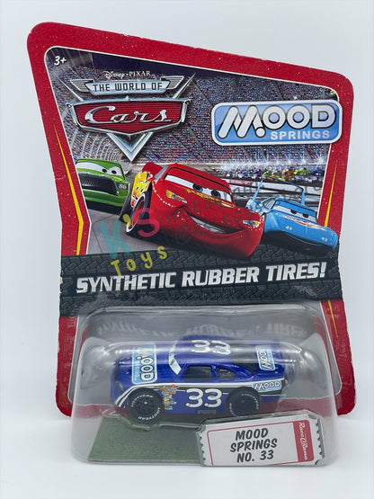 DISNEY PIXAR CARS 1:55 BY MATTEL, "MOOD SPRINGS NO. 33" SYNTHETIC RUBBER TIRES SERIES - BNIP