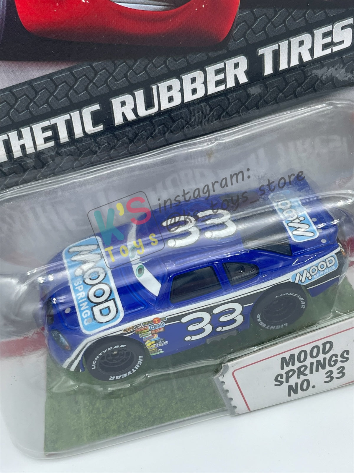 DISNEY PIXAR CARS 1:55 BY MATTEL, "MOOD SPRINGS NO. 33" SYNTHETIC RUBBER TIRES SERIES - BNIP