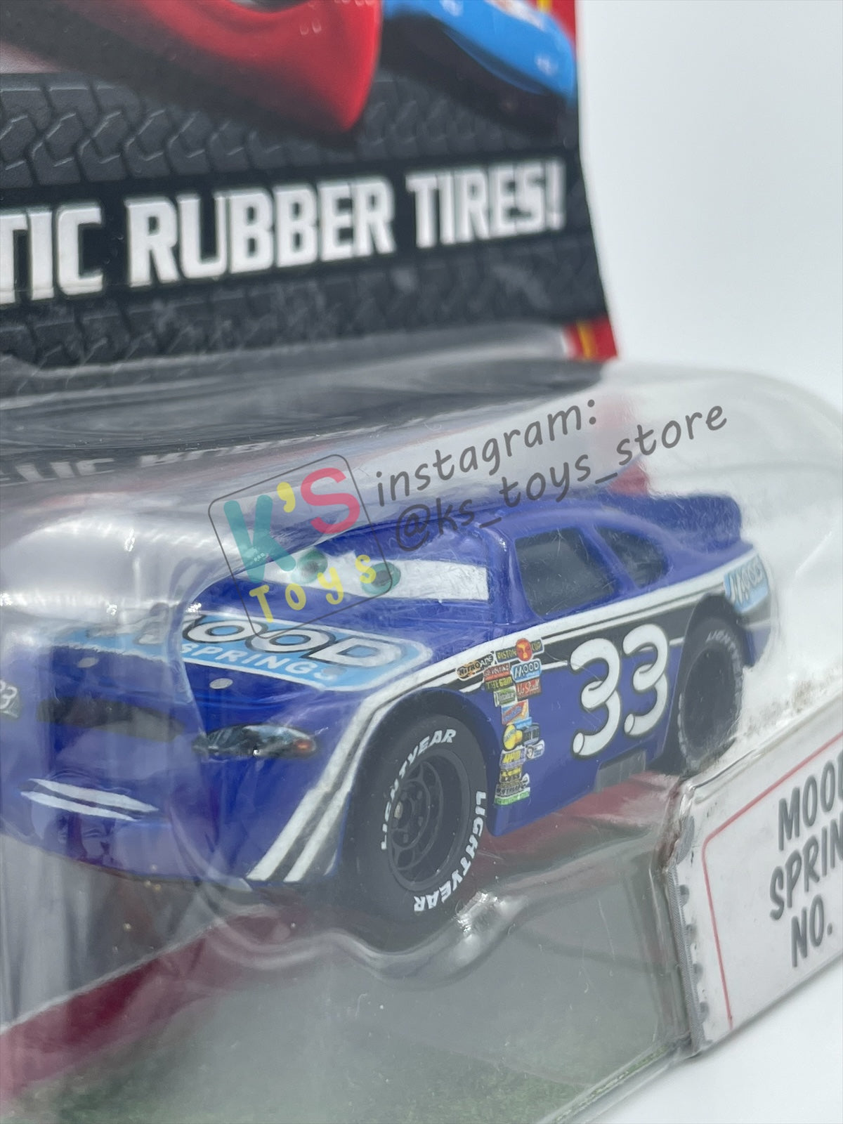 DISNEY PIXAR CARS 1:55 BY MATTEL, "MOOD SPRINGS NO. 33" SYNTHETIC RUBBER TIRES SERIES - BNIP
