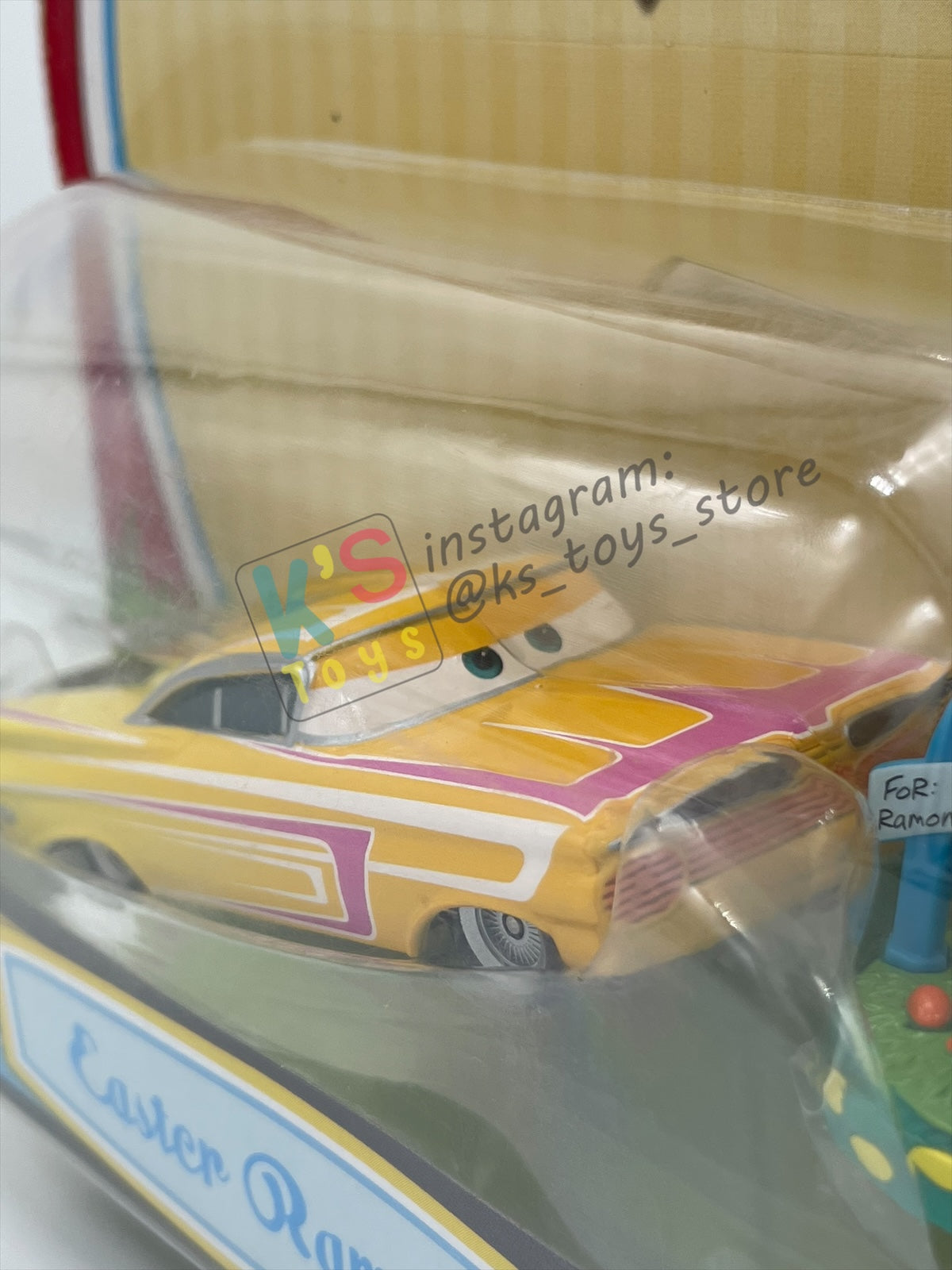 DISNEY PIXAR CARS 1:55 BY MATTEL, "EASTER RAMONE WITH BASKET" EASTER SERIES - BNIP