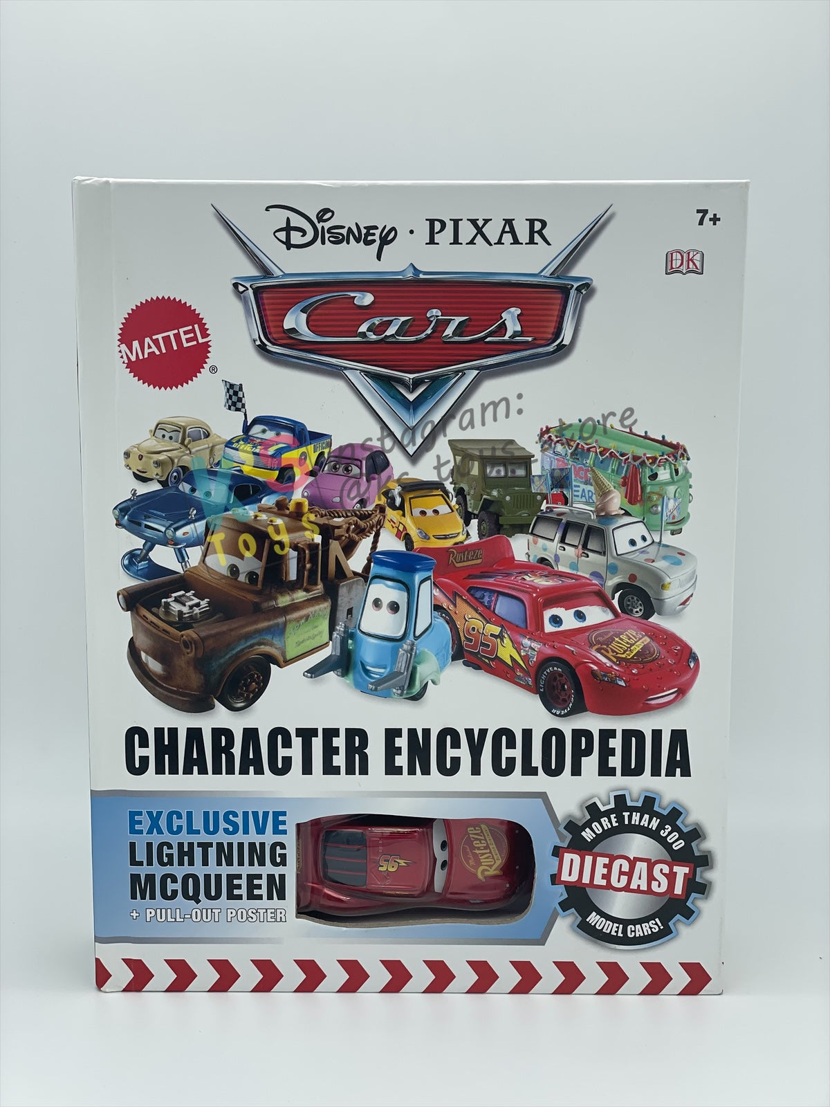 RARE Disney Pixar Cars by MATTEL, HUDSON HORNET PISTON CUP LIGHTNING MCQUEEN WITH METALLIC FINISH - CARS 2 BOOK CHARACTER ENCYCLOPEDIA - BNIP