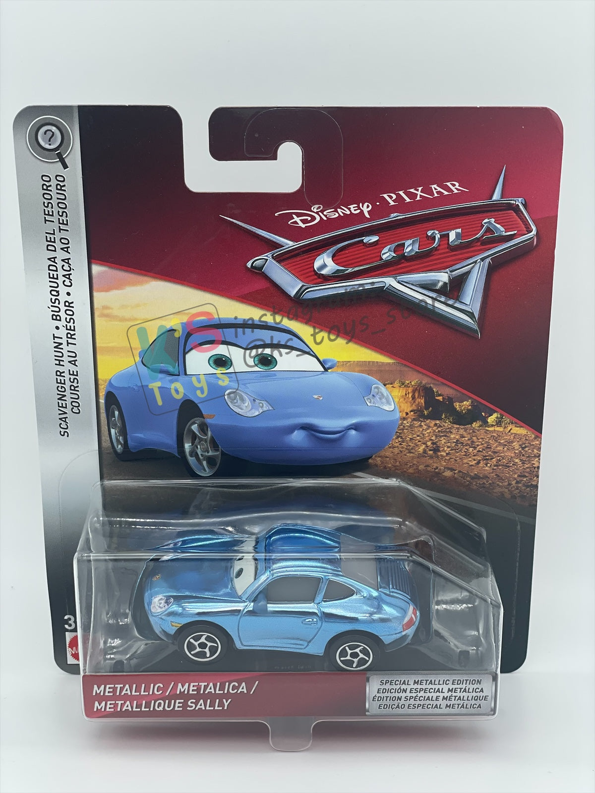 Disney Pixar Cars 1:55 by MATTEL, METALLIC SALLY - SCAVENGER HUNT  - BNIP