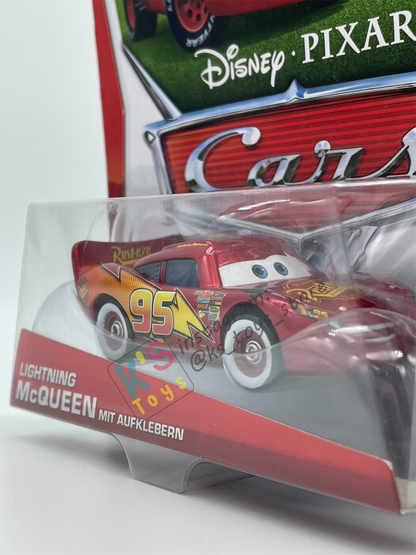 RARE DISNEY PIXAR CARS BY MATTEL - LIGHTNING MCQUEEN MIT AUFKLEBERN - BNIP