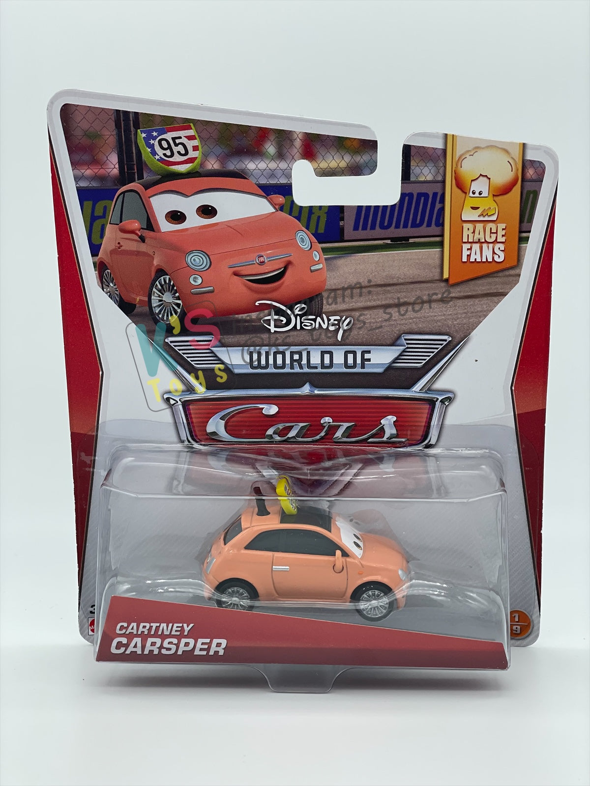 DISNEY PIXAR CARS 1:55 BY MATTEL, "CARTNEY CARSPER" RACE FANS SERIES - BNIP