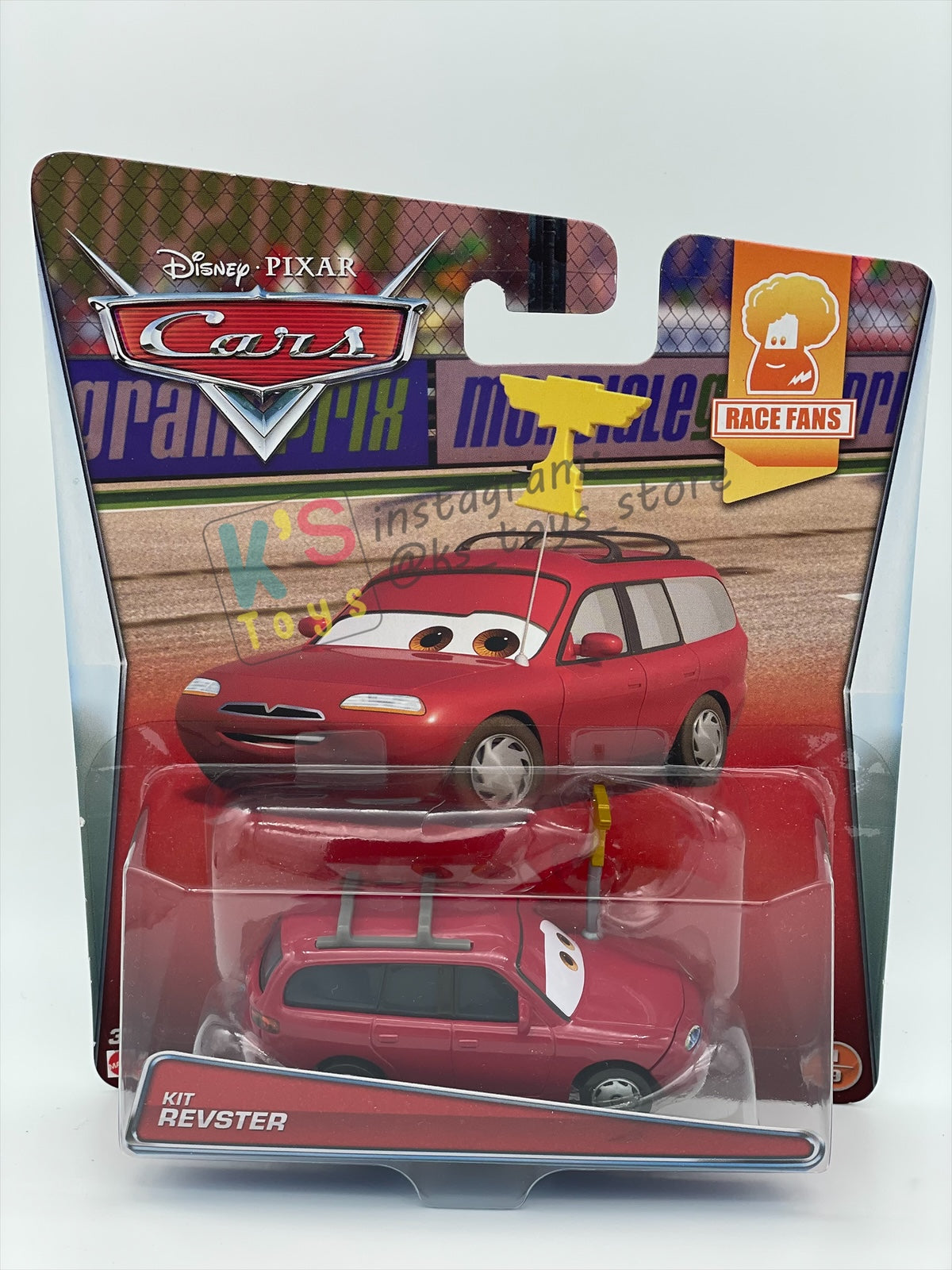 DISNEY PIXAR CARS 1:55 BY MATTEL, "KIT REVSTER" RACE FANS - BNIP
