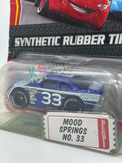 DISNEY PIXAR CARS 1:55 BY MATTEL, "MOOD SPRINGS NO. 33" SYNTHETIC RUBBER TIRES SERIES - BNIP NOT IN MINT CONDITION