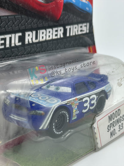 DISNEY PIXAR CARS 1:55 BY MATTEL, "MOOD SPRINGS NO. 33" SYNTHETIC RUBBER TIRES SERIES - BNIP NOT IN MINT CONDITION
