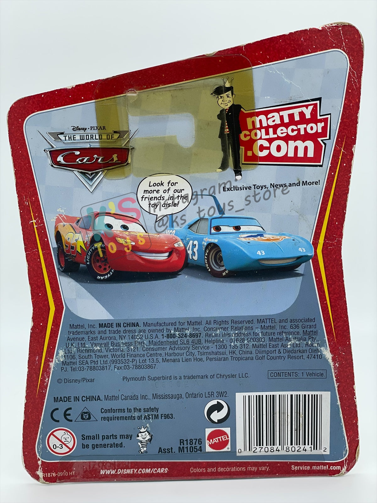 DISNEY PIXAR CARS 1:55 BY MATTEL, "MOOD SPRINGS NO. 33" SYNTHETIC RUBBER TIRES SERIES - BNIP NOT IN MINT CONDITION