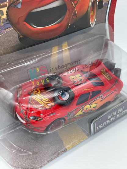 DISNEY PIXAR CARS 1:55 BY MATTEL - SPIN OUT LIGHTNING MCQUEEN - THE WORLD OF CARS SERIES - BNIP