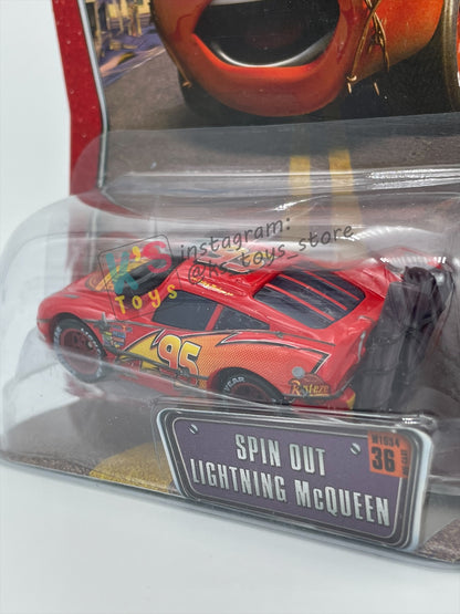 DISNEY PIXAR CARS 1:55 BY MATTEL - SPIN OUT LIGHTNING MCQUEEN - THE WORLD OF CARS SERIES - BNIP