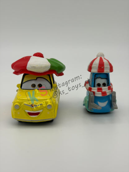 PRE-OWNED / LOOSE DISNEY PIXAR CARS - "CHRISTMAS LUIGI AND GUIDO" - MATER SAVES CHRISTMAS - GOOD CONDITION