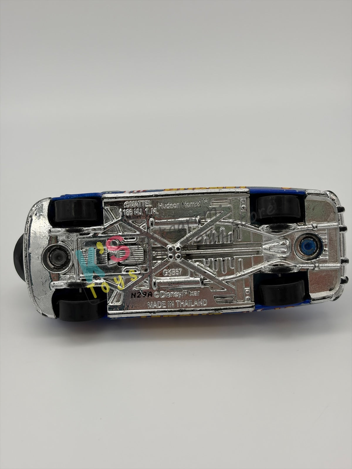 PRE-OWNED / LOOSE DISNEY PIXAR CARS - "FABULOUS HUDSON HORNET WITH TIRE" - FUNNY FLASHBACK - GOOD CONDITION