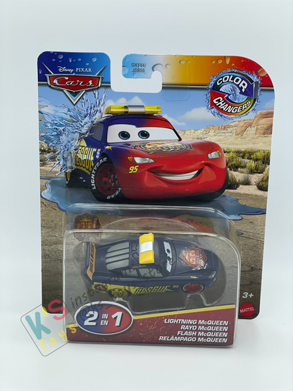 COLOR CHANGERS Disney Pixar Cars by MATTEL, RACE AND RESCUE LIGHTNING MCQUEEN (NAVY BLUE / REED) - 2025 NEW RELEASE - BNIP
