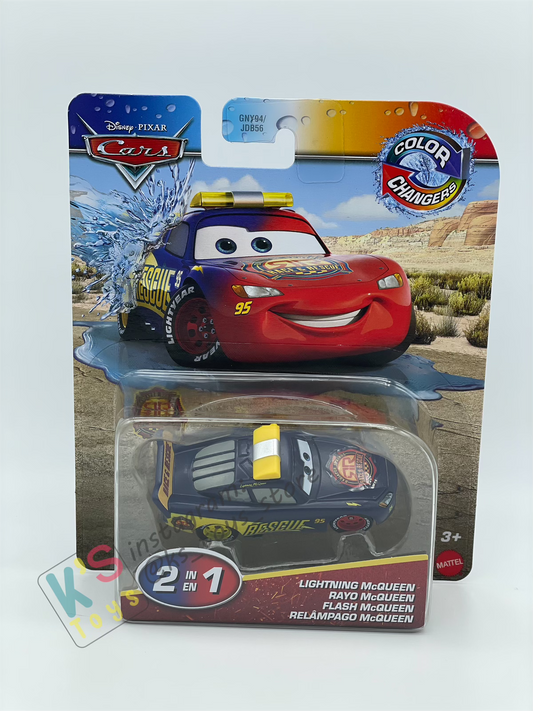 COLOR CHANGERS Disney Pixar Cars by MATTEL, RACE AND RESCUE LIGHTNING MCQUEEN (NAVY BLUE / REED) - 2025 NEW RELEASE - BNIP