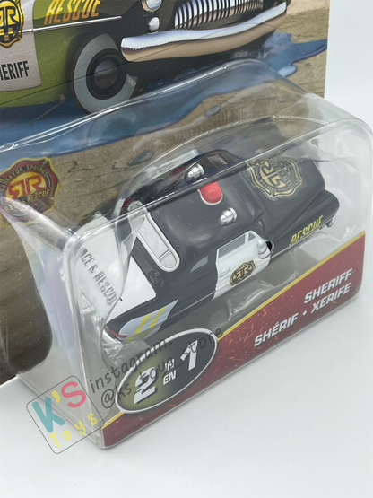 COLOR CHANGERS Disney Pixar Cars by MATTEL, RACE AND RESCUE SHERIFF (OLIVE GREEN / BLACK) - 2025 NEW RELEASE - BNIP
