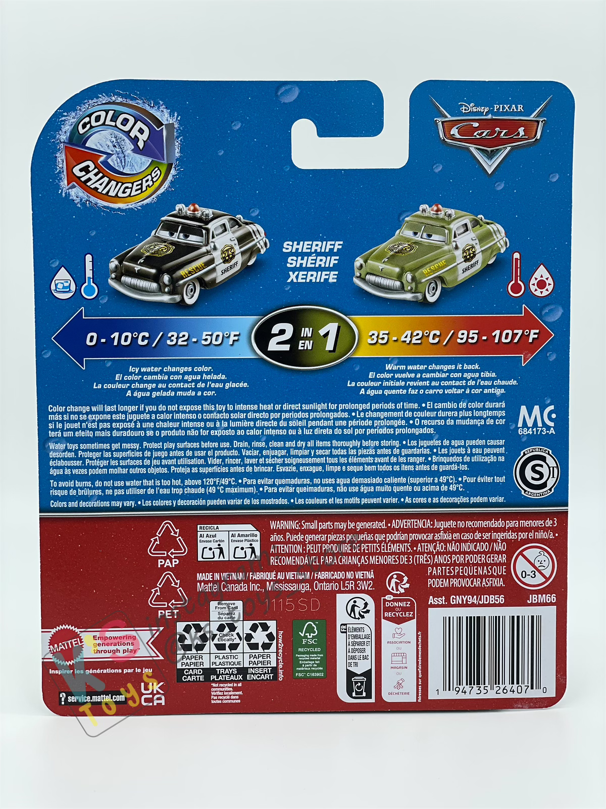 COLOR CHANGERS Disney Pixar Cars by MATTEL, RACE AND RESCUE SHERIFF (OLIVE GREEN / BLACK) - 2025 NEW RELEASE - BNIP