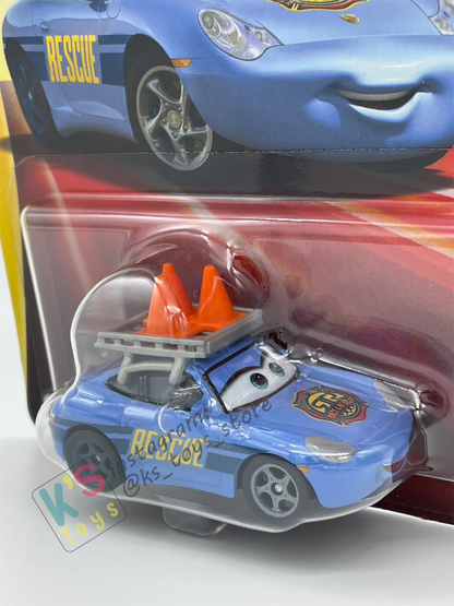 DISNEY PIXAR CARS BY MATTEL - "RACE AND RESCUE SALLY" 2025 NEW RELEASE RACE & RESCUE SERIES - BNIP