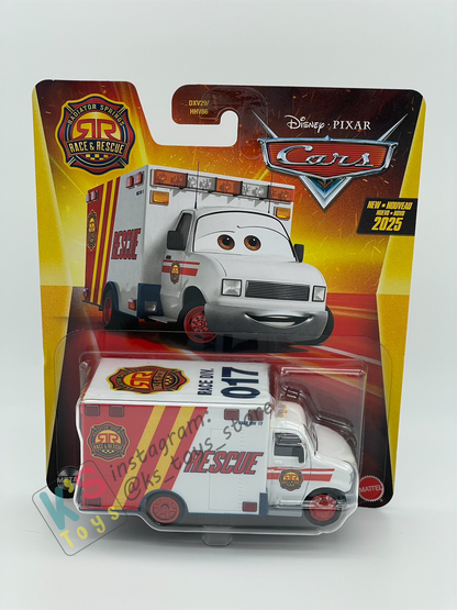 DISNEY PIXAR CARS BY MATTEL - "MORGAN MARTINS RACE AND RESCUE" 2025 NEW RELEASE RACE & RESCUE SERIES - BNIP