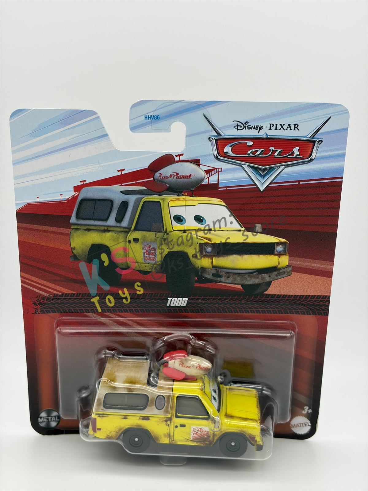 DISNEY PIXAR CARS 1:55 BY MATTEL, "TODD PIZZA PLANET" - 2023 RE-RELEASED VERSION - BNIP