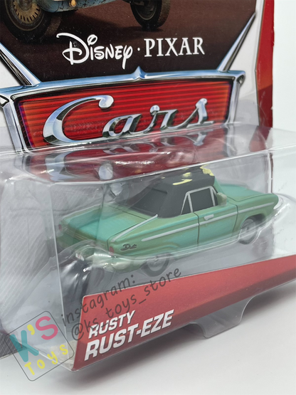 DISNEY PIXAR CARS 1:55 BY MATTEL, RUSTY RUST-EZE - RUSTEZE RACING SERIES - BNIP