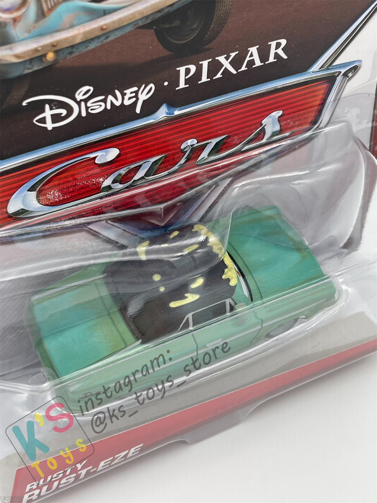 DISNEY PIXAR CARS 1:55 BY MATTEL, RUSTY RUST-EZE - RUSTEZE RACING SERIES - BNIP