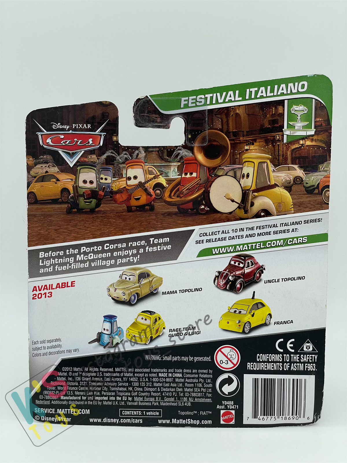 DISNEY PIXAR CARS BY MATTEL, FRANCA - FESTIVAL ITALIANO SERIES - BNIP