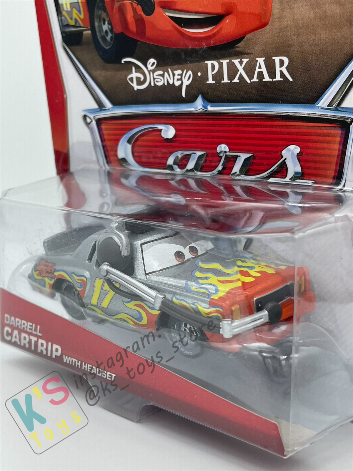 DISNEY PIXAR CARS BY MATTEL, DARRELL CARTRIP WITH HEADSET - WGP SERIES - BNIP