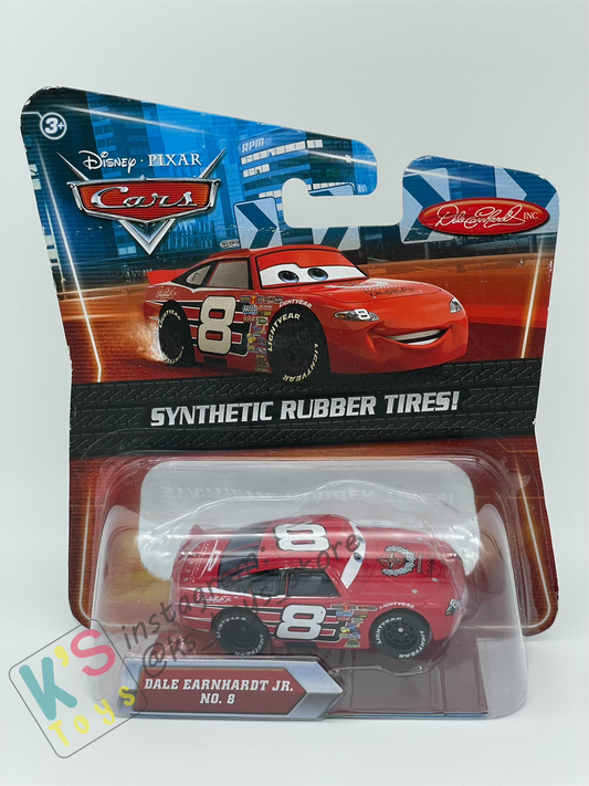 DISNEY PIXAR CARS 1:55 BY MATTEL, DALE EARNHARDT JR. NO. 8 - SYNTHETIC RUBBER TIRES SERIES - BNIP