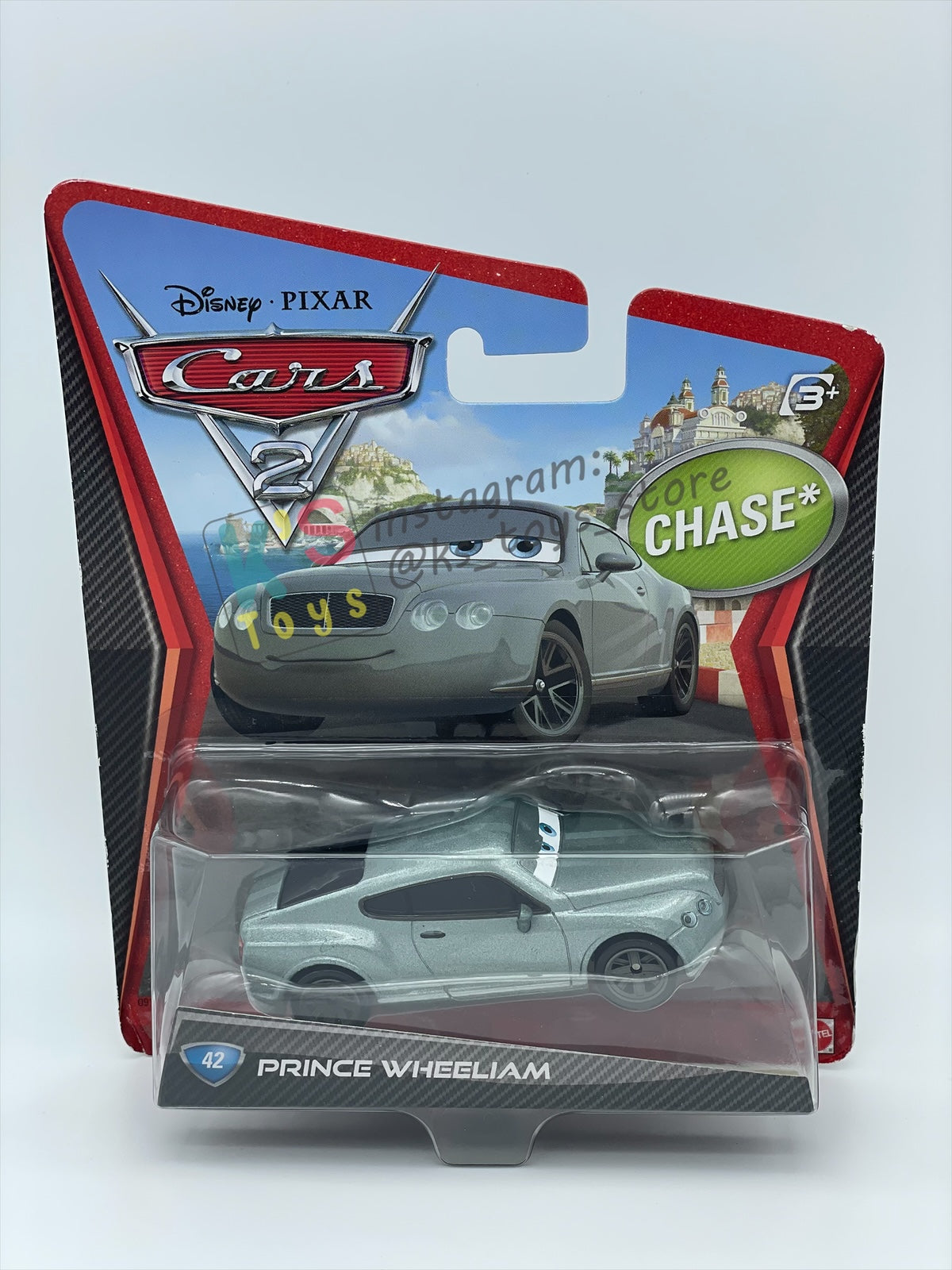 DISNEY PIXAR CARS 1:55 BY MATTEL "PRINCE WHEELIAM" CARS 2 SERIES CHASE - BNIP