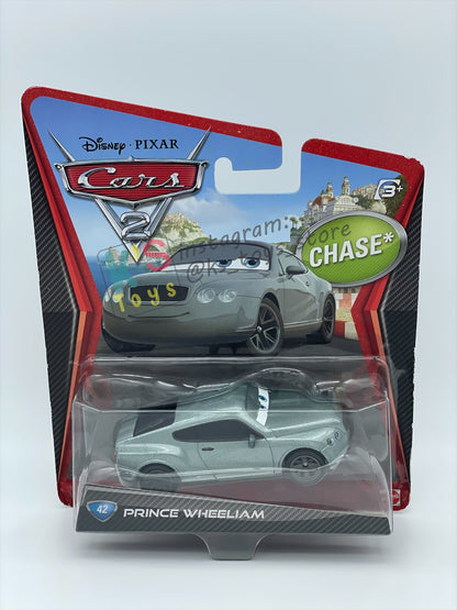 DISNEY PIXAR CARS 1:55 BY MATTEL "PRINCE WHEELIAM" CARS 2 SERIES CHASE - BNIP