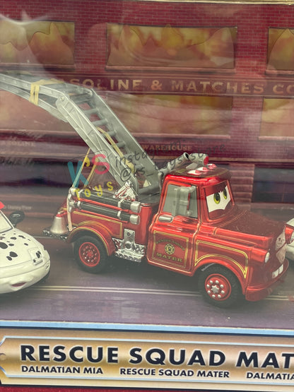 DISNEY PIXAR CARS BY MATTEL - EXCLUSIVE SDCC 2009 CARS TOON RESCUE SQUAD MATER 3-PACK GIFT SET "RESCUE SQUAD MATER, DALMATIAN MIA AND DALMATIAN TIA" - BNIB - READ DESCRIPTION!!!!