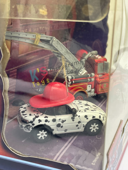 DISNEY PIXAR CARS BY MATTEL - EXCLUSIVE SDCC 2009 CARS TOON RESCUE SQUAD MATER 3-PACK GIFT SET "RESCUE SQUAD MATER, DALMATIAN MIA AND DALMATIAN TIA" - BNIB - READ DESCRIPTION!!!!