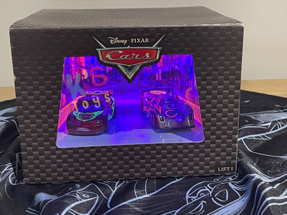 DISNEY PIXAR CARS BY MATTEL - EXCLUSIVE SDCC 2014 NEON RACER 2 PACK "NEON LIGHTNING MCQUEEN AND SHU TODOROKI" - BNIB