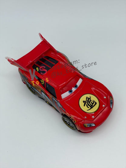 PRE-OWNED / LOOSE DISNEY PIXAR CARS BY MATTEL - "DRAGON LIGHTNING MCQUEEN WITH OIL STAINS" - TOKYO MATER SERIES - PLAYED WITH CONDITION - READ DESCRIPTION!!!!!!!!!!!