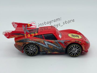 PRE-OWNED / LOOSE DISNEY PIXAR CARS BY MATTEL - "DRAGON LIGHTNING MCQUEEN WITH OIL STAINS" - TOKYO MATER SERIES - PLAYED WITH CONDITION - READ DESCRIPTION!!!!!!!!!!!