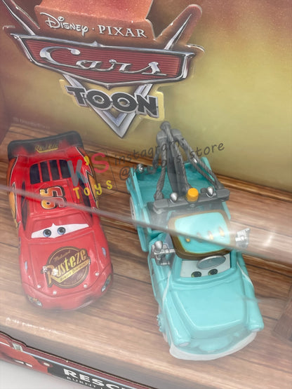 DISNEY PIXAR CARS 1:55 BY MATTEL - CARS TOON RESCUE SQUAD MATER 4-PACK GIFT SET "BURNT LIGHTNING MCQUEEN, DR MATER, NURSE MIA AND NURSE TIA" - BNIB