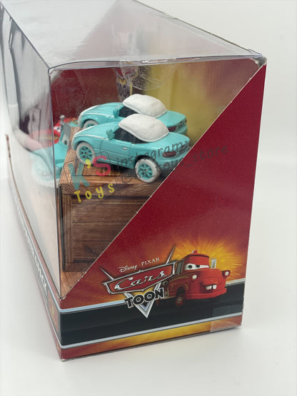 DISNEY PIXAR CARS 1:55 BY MATTEL - CARS TOON RESCUE SQUAD MATER 4-PACK GIFT SET "BURNT LIGHTNING MCQUEEN, DR MATER, NURSE MIA AND NURSE TIA" - BNIB