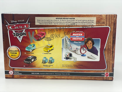 DISNEY PIXAR CARS 1:55 BY MATTEL - CARS TOON RESCUE SQUAD MATER 4-PACK GIFT SET "BURNT LIGHTNING MCQUEEN, DR MATER, NURSE MIA AND NURSE TIA" - BNIB