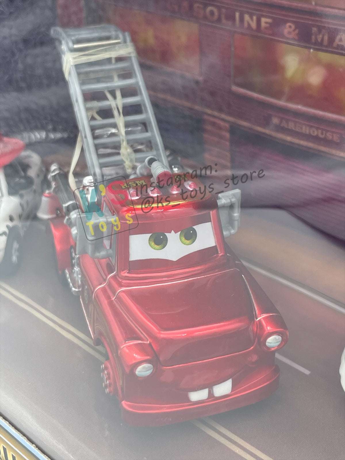 DISNEY PIXAR CARS 1:55 BY MATTEL - EXCLUSIVE SDCC 2009 CARS TOON RESCUE SQUAD MATER 3-PACK GIFT SET "RESCUE SQUAD MATER, DALMATIAN MIA AND DALMATIAN TIA" - BNIB