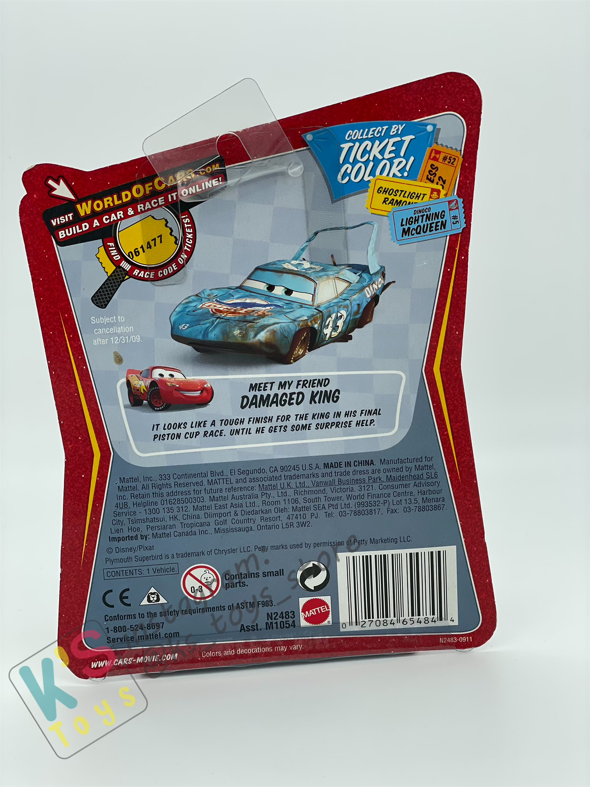 DISNEY PIXAR CARS BY MATTEL, TANK COAT PITTY - RACE ORAMA - BNIP