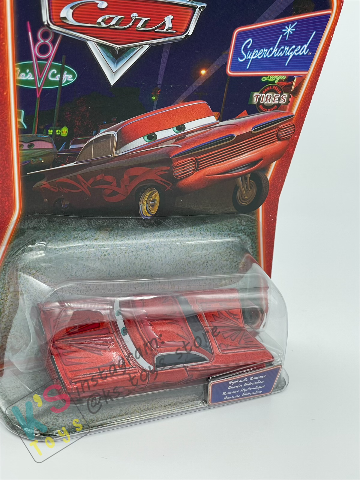 DISNEY PIXAR CARS BY MATTEL, HYDRAULIC RAMONE - SUPERCHARGED - BNIP